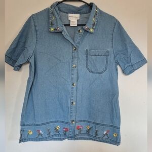 Women's Blue Embroidered Blouse